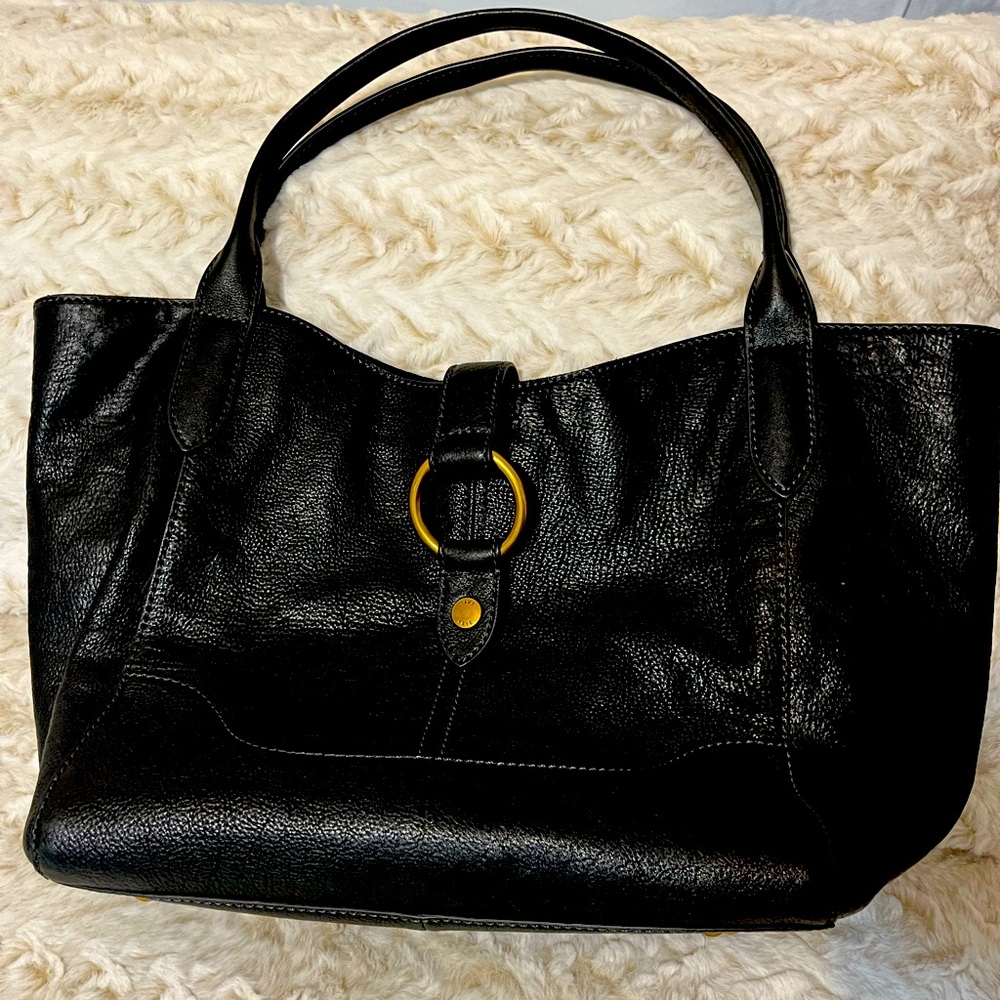 Gorgeous Frye tote with brass hardware